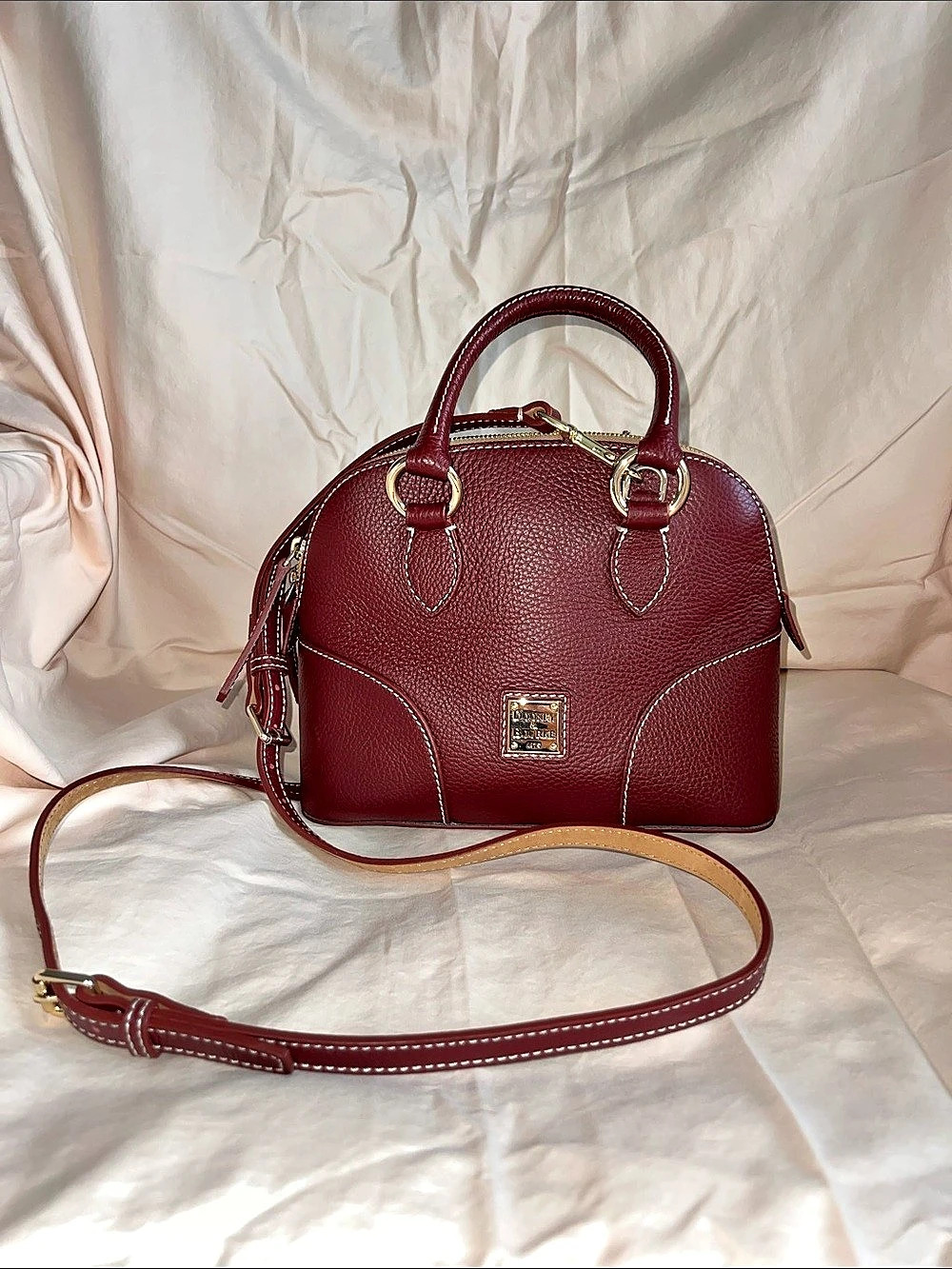 Dooney & Bourke Italian Pebble Grain Leather Lucca Small Satchel - Wine
